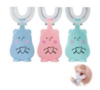 SIVZUMO Set di 3 Spazzolini a Forma di U per Bambini, Spazzolino in Silicone Morbido per Primi Dentini, Pulizia Dentale a 360° Senza BPA per Denti Sensibili, Colori Blu, Rosa e Verde