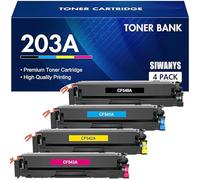 SIWANYS CF540A CF541A CF542A CF543A Cartuccia toner 203A compatibile per HP Color LaserJet Pro M254dw M254nw M254dn MFP M281fdw M281fdn M281cdw M280nw, nero, ciano, giallo, magenta