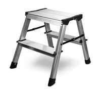 siwitec Scala a pioli 2 x 2 gradini, in alluminio, scala leggera in alluminio, calpestabile su entrambi i lati, portata fino a 150 kg, scala a gradini certificata TÜV