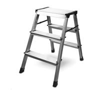 siwitec Scaletta pieghevole in alluminio, 2 x 3 gradini in alluminio, scala leggera in alluminio, accessibile su entrambi i lati, scala domestica fino a 150 kg, certificazione TÜV, scala in alluminio