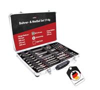 siwitec SDS Plus - Set di punte e scalpelli da 17 pezzi in custodia in alluminio, 12 punte SDS PLUS per calcestruzzo con anelli distanziali, 5 scalpelli SDS Plus, scalpello a punta, scalpello largo