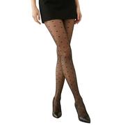 SIWOKJJO Collant a forma di cuore, collant neri modello collant sottili trasparenti con stampa a cuore per carnevale, San Valentino