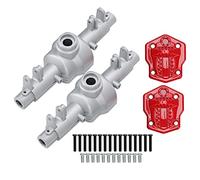 SIWOTED 2 pezzi RC copertura alloggiamento asse anteriore e posteriore in metallo per parti di aggiornamento crawler RC MN86 1/12 (Argento)