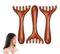 Six Claw Meridian Massage Comb, Head and Neck Massage Comb, Wooden Gua Sha Tool, For Head Face Eye Nose Jaw Neck Foot (3PCS)