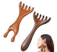 Six-claw Meridian Massage Comb, Natural Wooden Gua Sha Tool, Versatile Head Meridian Massage Comb, for Head Face Eye Nose Jaw And Neck (A+B)