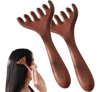 Six-Claw Meridian Massage Comb, Natural Wooden Gua Sha Tool, Whole Body Relaxation Combs for Scalp, Face, Neck & Shoulder Relaxation (2Pcs)