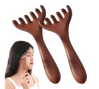 Six-Claw Meridian Massage Comb, Wooden Fivetouch Comb for Scalp, Meridians Massage Brush, for Scalp, Face, Neck & Shoulder Relaxation, Gua Sha Comb for Men Women (2pcs)