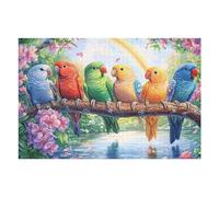 Six Colorful Parrots on Blooming Branch Puzzle 1000 Pezzi Per Famiglia E Amici Happy Time Rompicapo Relax Pressione Ridotta Giochi Da Tavolo Per Serate in Compagnia Regalo Natale 2025 1000 PCS