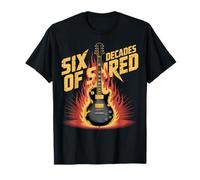 Six Decades of Shred 60° Compleanno Guitar Flames Maglietta