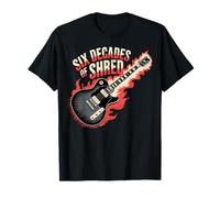 Six Decades of Shred Rock Guitar 60th Birthday Fire Maglietta
