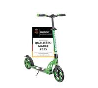 SIX DEGREES Monopattino in alluminio con meccanismo pieghevole e supporto, 205 mm, altezza regolabile, certificato GS, verde chiaro, vincitore del test