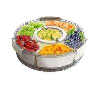 Six-Grid Rotating Snack Box Container with Handle Kitchen Sealed Spice Storage Box Transparent Dried Fruit Snack Tray
