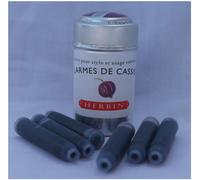Six J Herbin Writing Ink Cartridges - Mauve, Larmes De Cassis