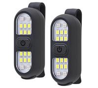 Six Peaks Set di 2 luci LED a clip, ricaricabili e impermeabili, lampeggianti di sicurezza, per corsa, ciclismo, escursionismo, passeggiate, campeggio, notte all'aperto, mani libere, colore nero