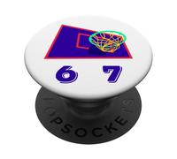 Six Seven 6 7 Basketball Meme Hoop Design PopSockets PopGrip Adesivo