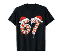 Six Seven 6 7 Meme Candy Canes Babbo Natale Hat Humor Kids Maglietta