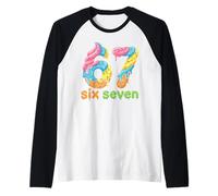 Six Seven 67 Number Ice Cream Drip Meme 6 7 Kids Boys Girls Maglia con Maniche Raglan
