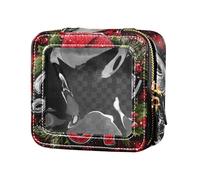 Six Seven Bruh - Borsa per il trucco trasparente con motivo scozzese, mini contenitori per il trucco da donna
