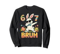 Six Seven Bruh Easter Day Ragazzi Bambini Dabbing Bunny 67 Meme Felpa