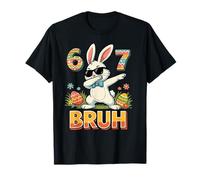 Six Seven Bruh Easter Day Ragazzi Bambini Dabbing Bunny 67 Meme Maglietta