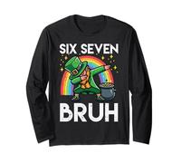Six Seven Bruh Leprechaun St Patricks Day Ragazzi Bambini Giovani Maglia a Manica