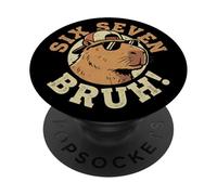 Six Seven Bruh! Meme Funny Capybara con occhiali da sole PopSockets PopGrip Adesivo