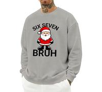 Six Seven Bruh, Six Seven Bruh, felpa a maniche lunghe con grafica da uomo, per le vacanze, per i viaggi, Grigio chiaro, 3XL