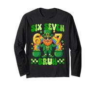 Six Seven Bruh St Patricks Day 6 7 Meme Leprechaun Lucky Maglia a Manica