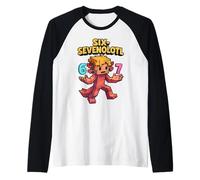 Six Seven Funny Axolotl Pixel Style 67 Meme Uomini Donne Bambini Maglia con Maniche Raglan