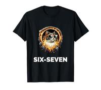 Six Seven Funny Cat on Fire Meme 6-7 Meme 6 7 Social Trend Maglietta