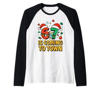 Six Seven Meme Funny Christmas Matching 67 Sta arrivando in Città Maglia con Maniche Raglan