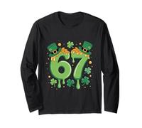 Six Seven St Patricks Day 67 6 7 Lucky Leprechaun Uomini Donne Maglia a Manica
