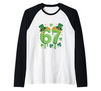 Six Seven St Patricks Day 67 6 7 Lucky Leprechaun Uomini Donne Maglia con Maniche Raglan