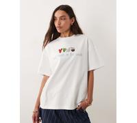 Six Stories - T-shirt da sposa bianca decorata con perline "last toast on the coast"-Bianco 14