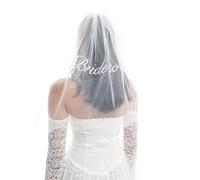 Six Stories - Velo in tulle avorio con scritta "Bride To Be"-Bianco One Size