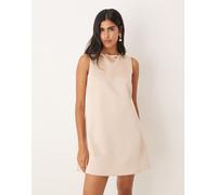 Six Stories - Vestito corto a trapezio in raso color oro tenue 42