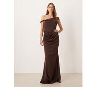 Six Stories - Vestito lungo color cioccolato con corsetto con stecche e spallina attorcigliata-Marrone 44