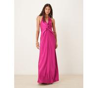 Six Stories - Vestito lungo in raso rosa fucsia con dettaglio incrociato sul davanti 34