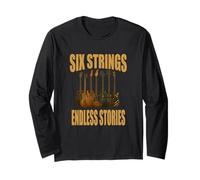 Six Strings Endless Stories Maglietta Chitarra Musica Maglia a Manica