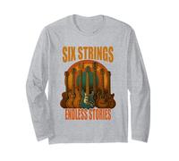 Six Strings Endless Stories Maglietta Chitarra Musica Maglia a Manica