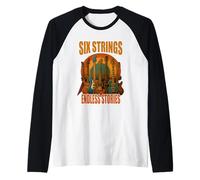Six Strings Endless Stories Maglietta Chitarra Musica Maglia con Maniche Raglan