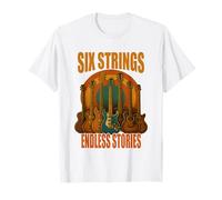 Six Strings Endless Stories Maglietta Chitarra Musica Maglietta