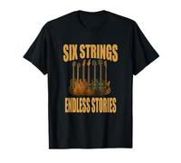 Six Strings Endless Stories Maglietta Chitarra Musica Maglietta