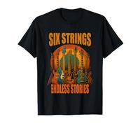 Six Strings Endless Stories Maglietta Chitarra Musica Maglietta