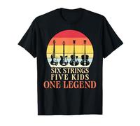 Six Strings Five Kids One Legend - Chitarra vintage per festa del papà Maglietta