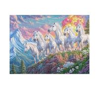Six White Horses Galloping on Hillside Puzzle 500 Pezzi Rompicapo Creativo Artistico Stimolo Della Creatività Attività Per Il Tempo Libero Regalo Per Persone Creative 500 PCS