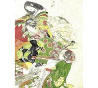 Six Women Seated Around a Bird Cage - Katsushika Hokusai - Large Notebook: 120 Lined Pages, College Ruled, 8.5"x 11" Journal Diary Notepad