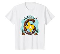 Six Years of Lone Star Divertente Regalo di Compleanno Texas Maglietta, Bambini, Bianco, 12 Anni