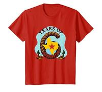 Six Years of Lone Star Divertente Regalo di Compleanno Texas Maglietta, Bambini, Rosso, 4 Anni