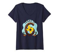 Six Years of Lone Star Divertente Regalo di Compleanno Texas Maglietta con Collo a V, Donna, Navy, XL